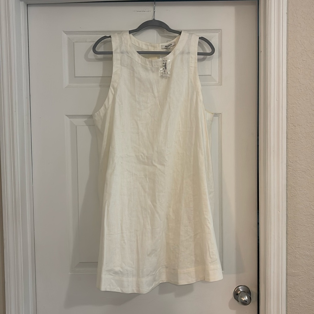Madewell Linen Button Back Tank Mini Dress